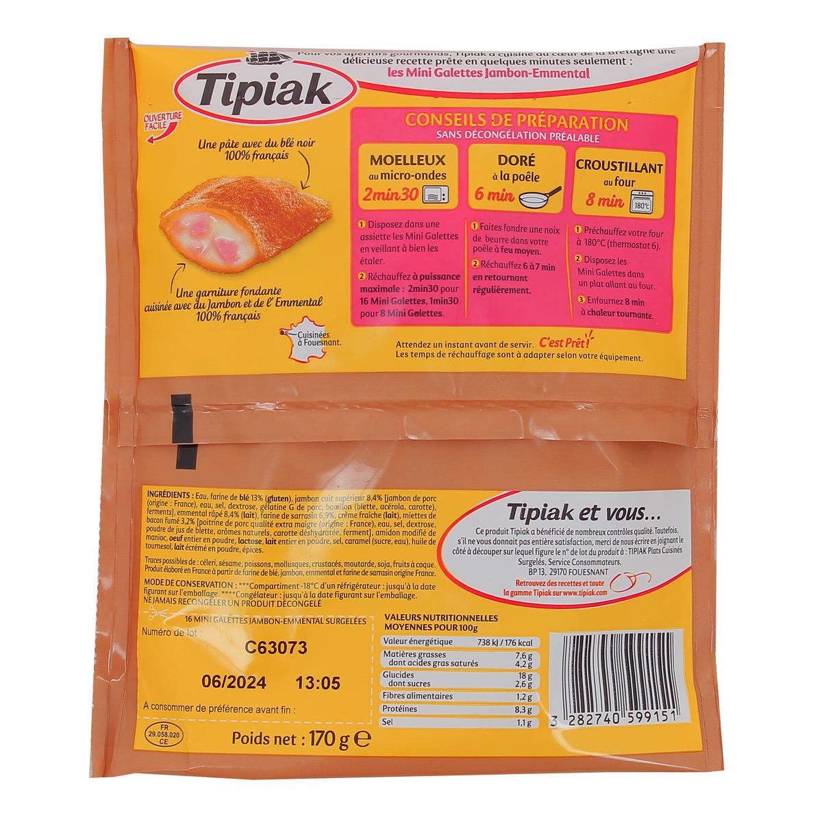 3282740599151 - Tipiak - 16 Mini Galettes Jambon Emmental