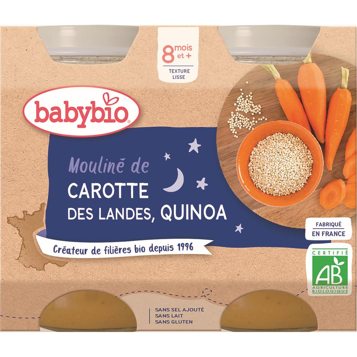 3288131510552 - Babybio - Mouliné de carotte des Landes et Quinoa Bio Pots Bébé dès 8 mois