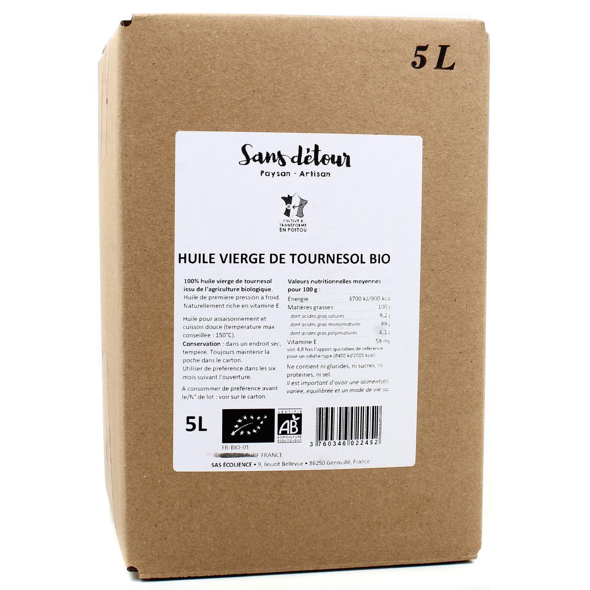 3760346022452 - Sans Détour - Huile vierge de tournesol bio