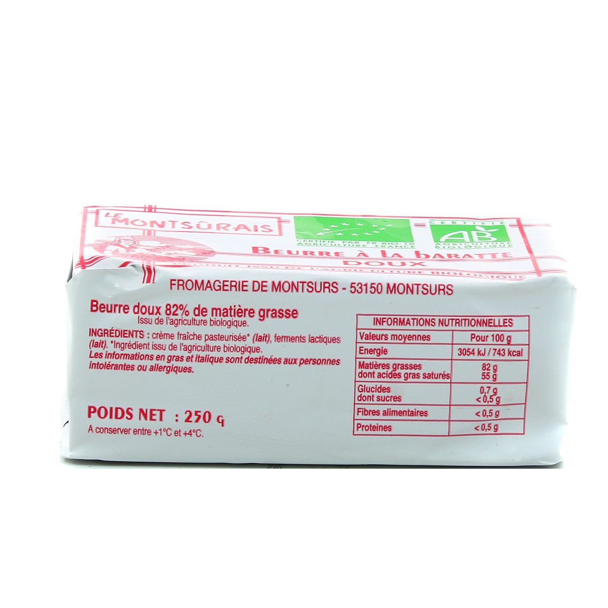 3350968953052 - Le Montsûrais - Beurre bio doux à la baratte