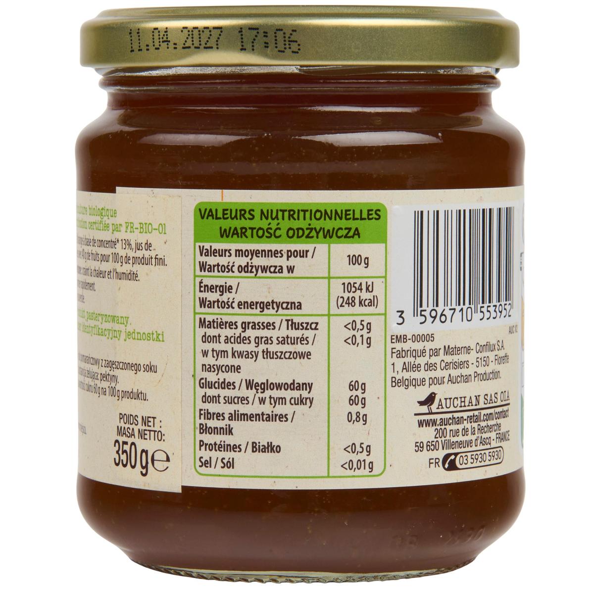 3596710553952 - Auchan Bio - Marmelade orange bio