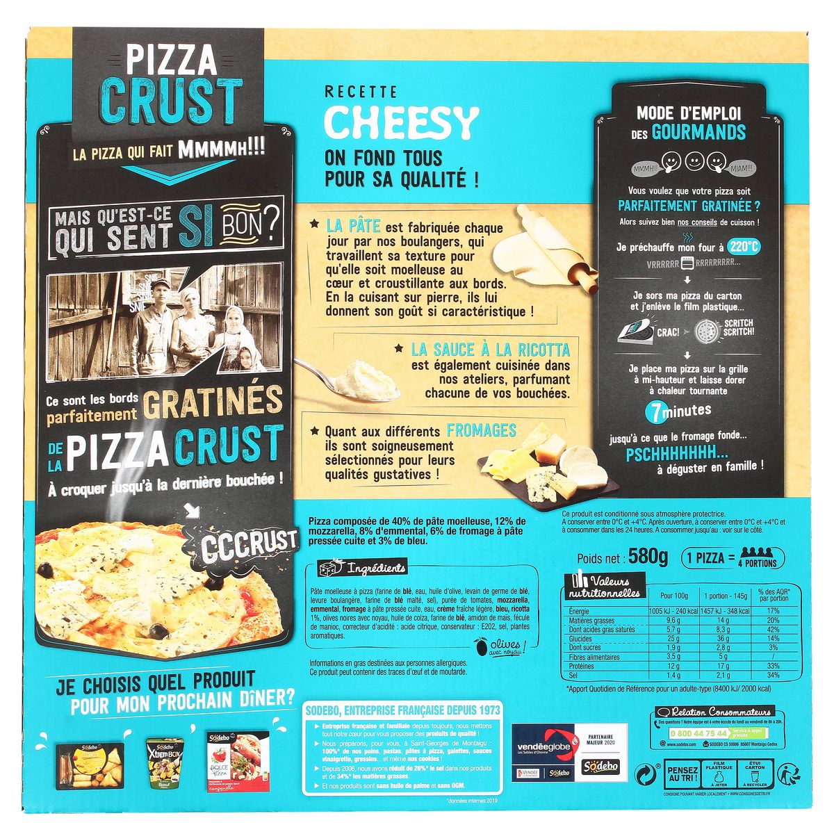 Calories Pizza 4 Fromages 33 Cm Livraison à domicile Sodebo Pizza Crust 4 fromages, 580g