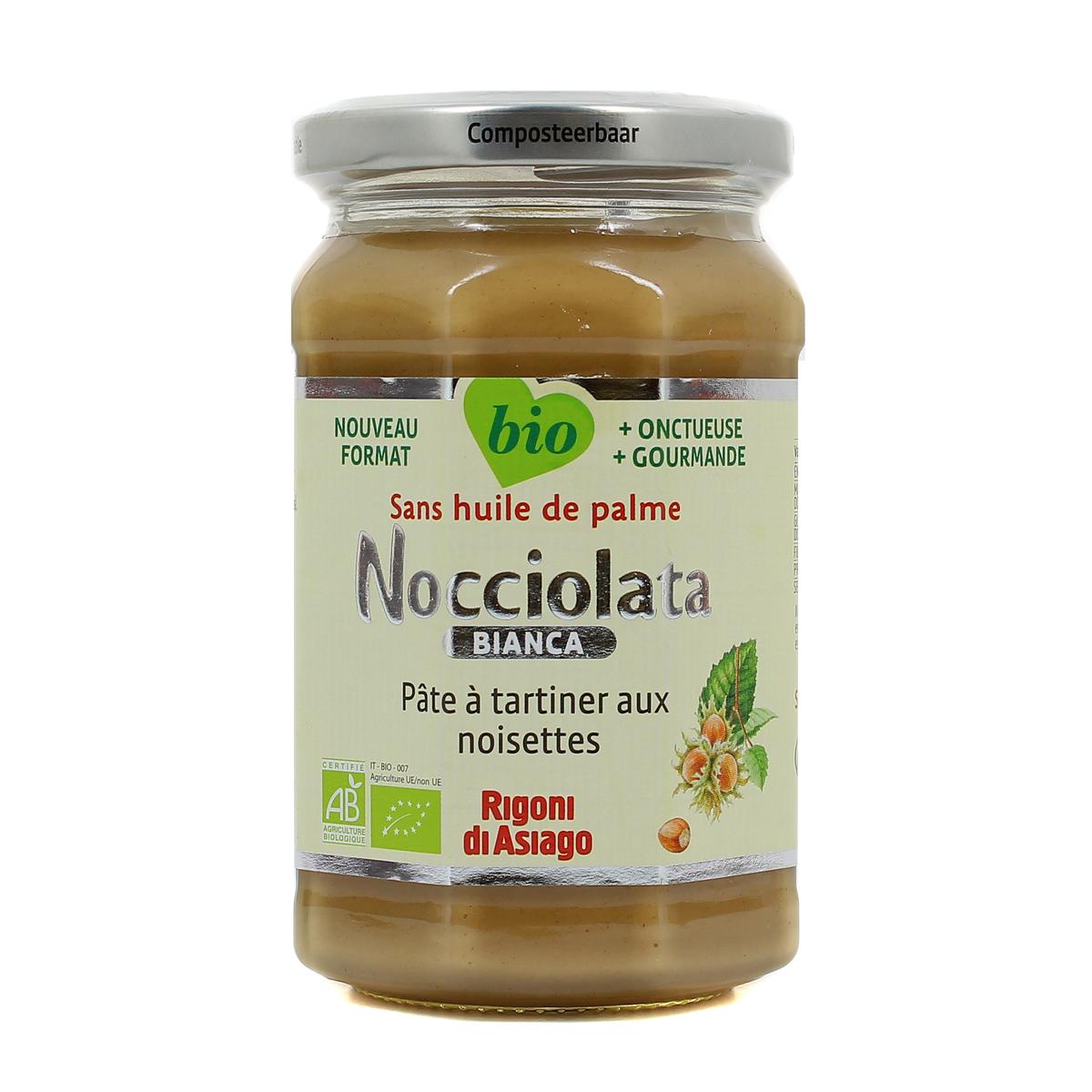 Pot de pâte à tartiner aux noisettes Bio Nocciolata Bianca Rigoni di Asiago  sans huile de palme (270g) –