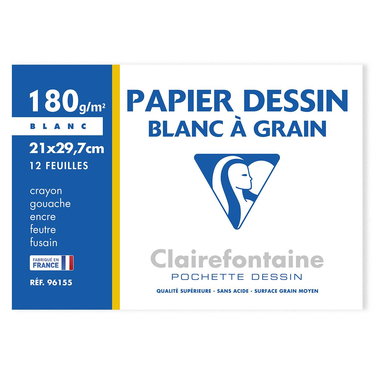 3329680961553 - Clairefontaine - Feuilles de dessin A4 21x29,7 cm 180g