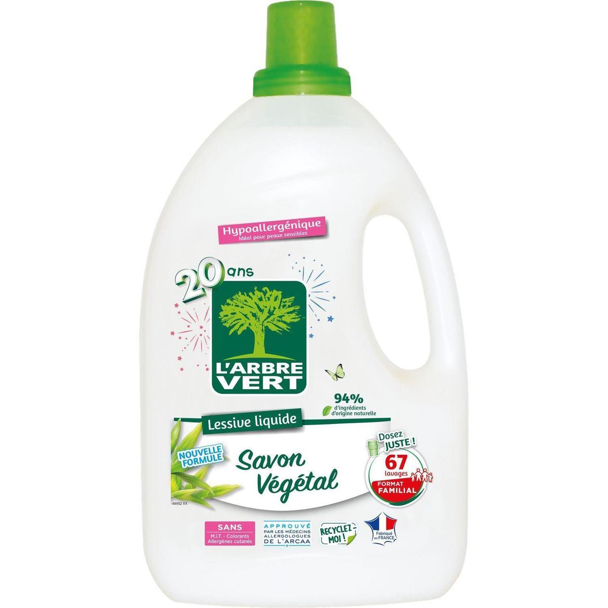 Acheter L'arbre Vert Lessive hypoallergénique au savon végétal, 3,015L