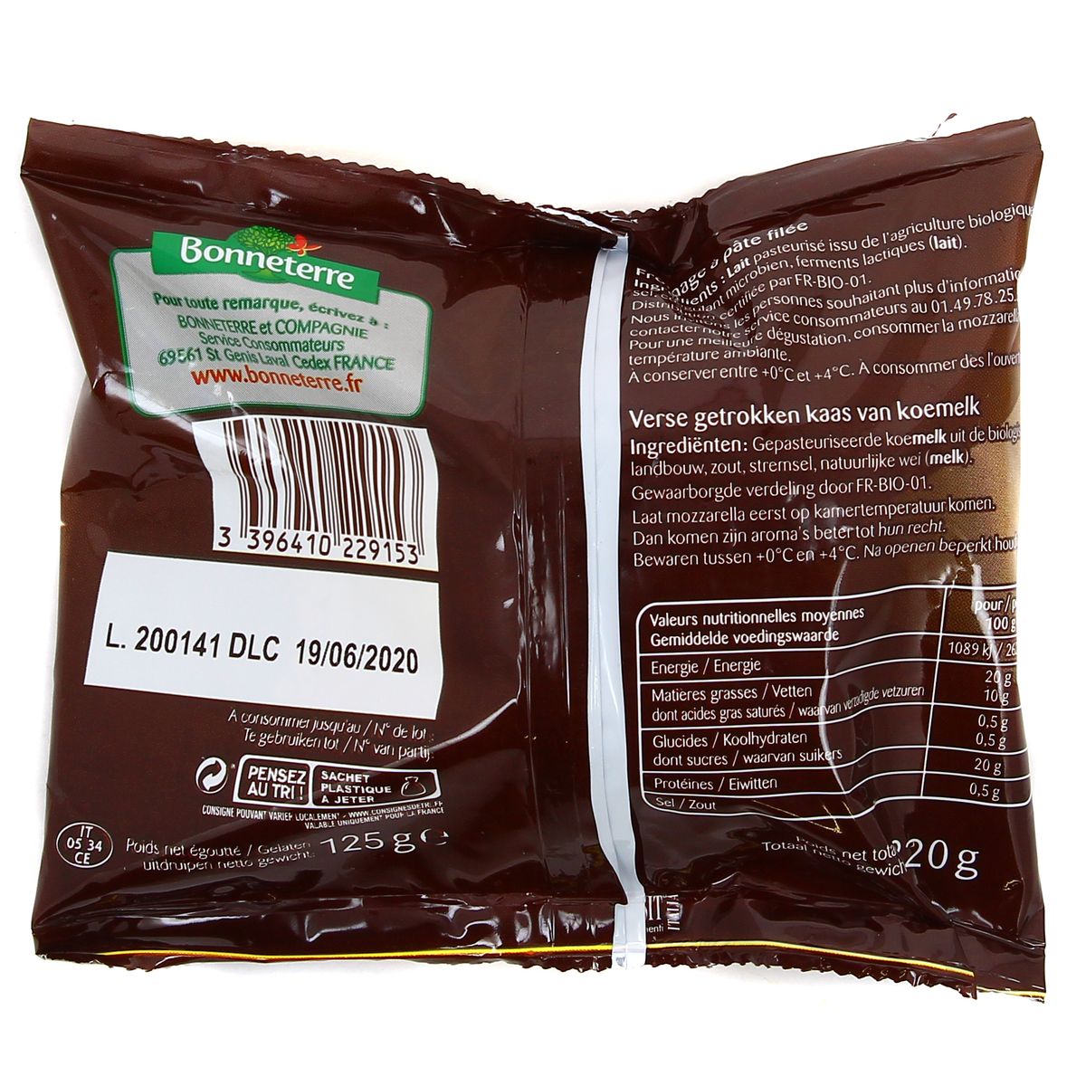 3396410229153 - Bonneterre - Mozzarella bio