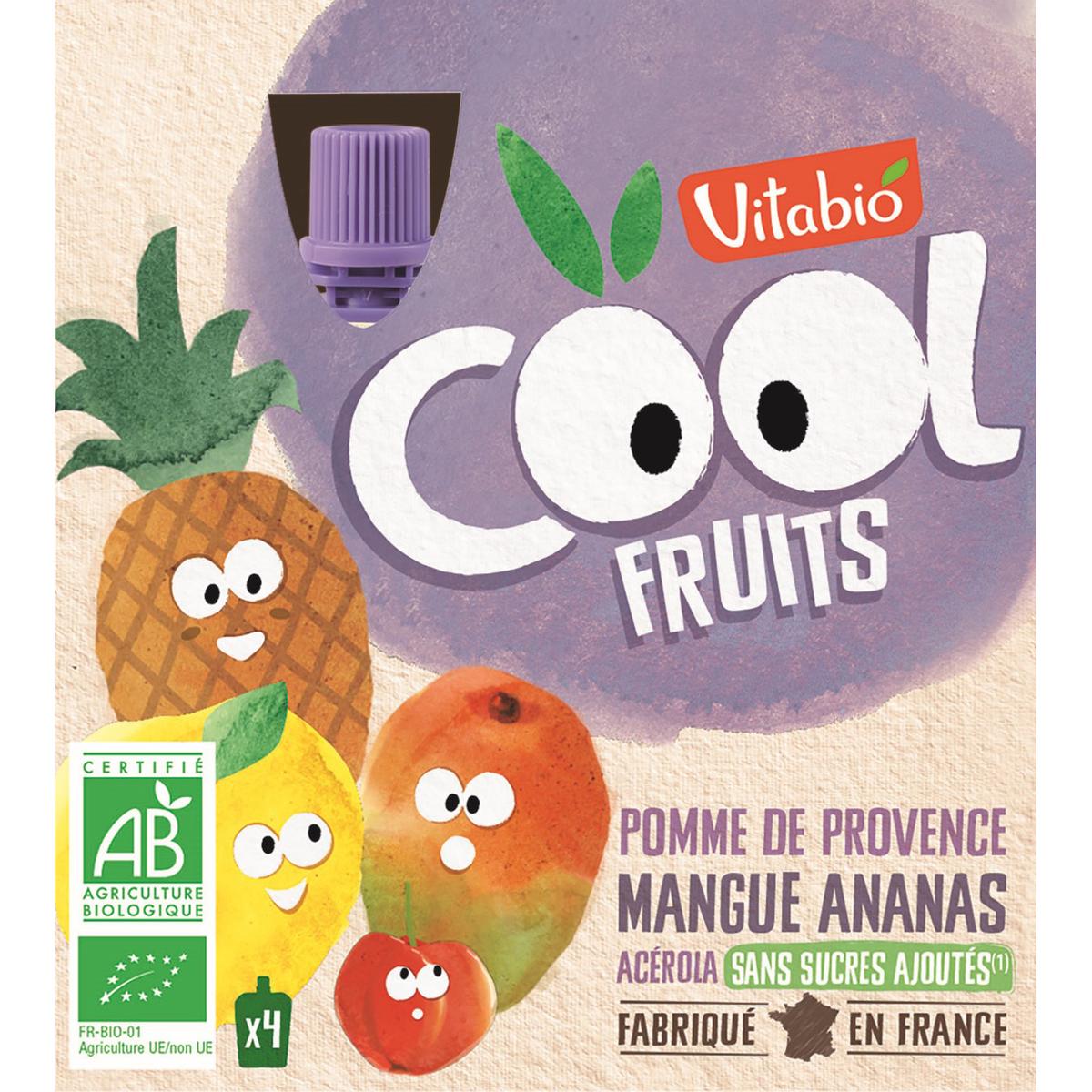 Acheter Vitabio Gourdes Cool Fruits Pomme Mangue Ananas Bio 4x90g