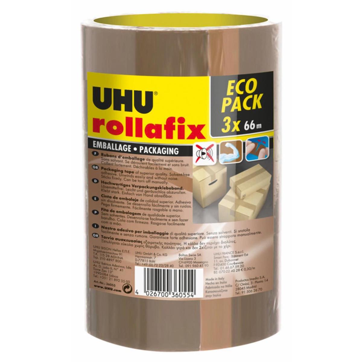 4026700360554 - Uhu - 3 Rubans d'emballage brun Rollafix