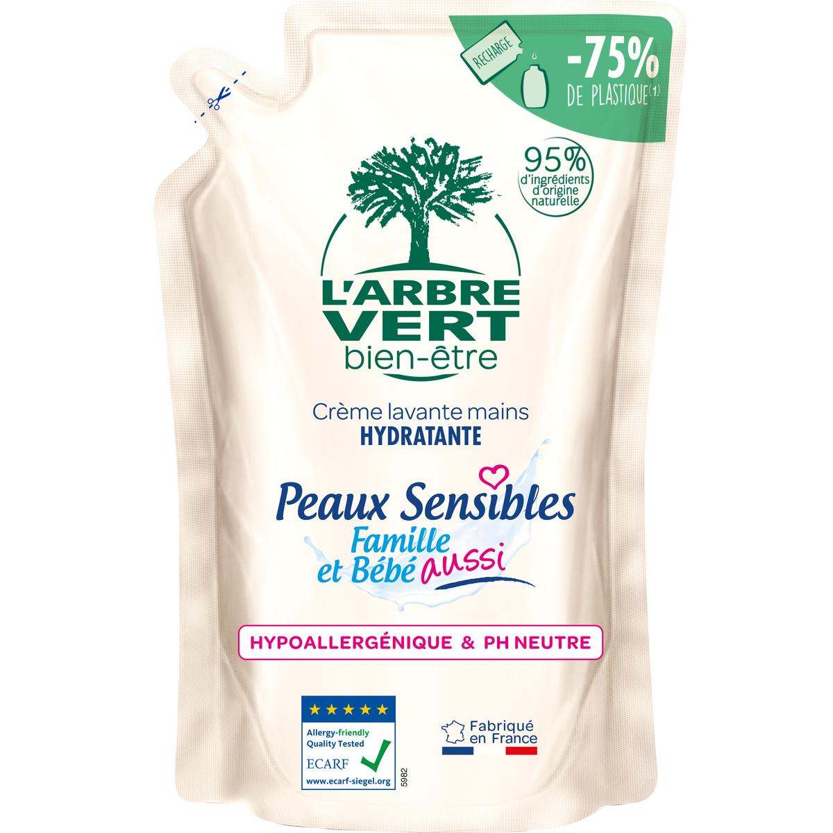 L'Arbre Vert Lessive Liquide pour Peaux Sensibles Famille et Bébé  Hypoallergénique Sans Allergènes, 1,5L : : Epicerie