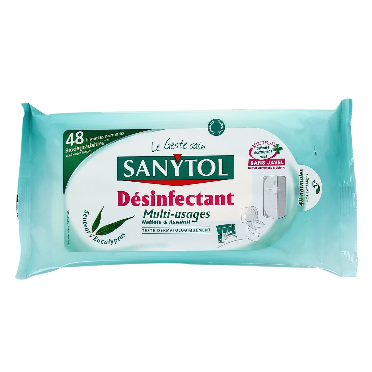 lot de 4 Sanytol Lingettes Désinfectantes Multi-Usages Anti-Allergènes 48 Lingettes 