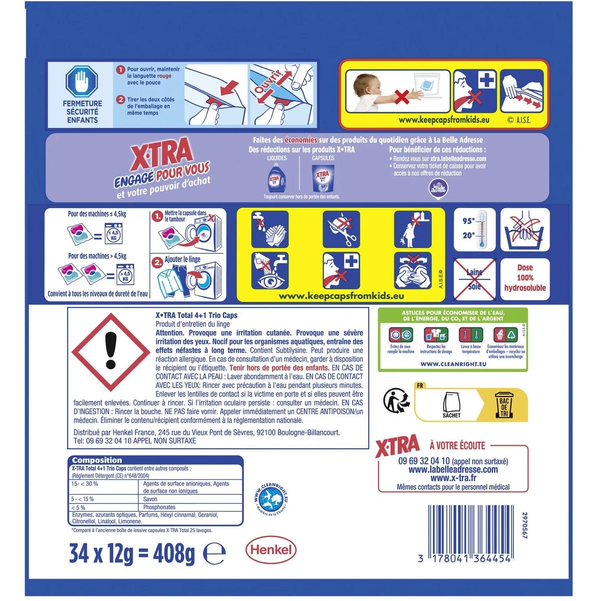 3178041364454 - X Tra - Lessive capsules Total 4+1