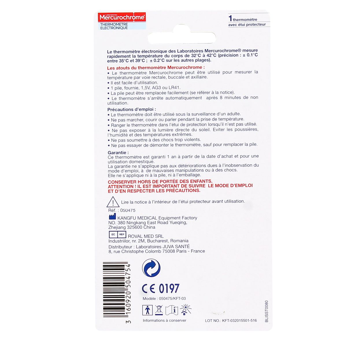 3160920504754 - Mercurochrome - Thermomètre électronique