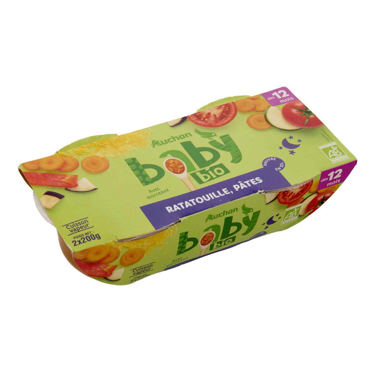 3596710476954 - Auchan Baby Bio - Ratatouille et pâtes bio Bol bébé dès 12 mois