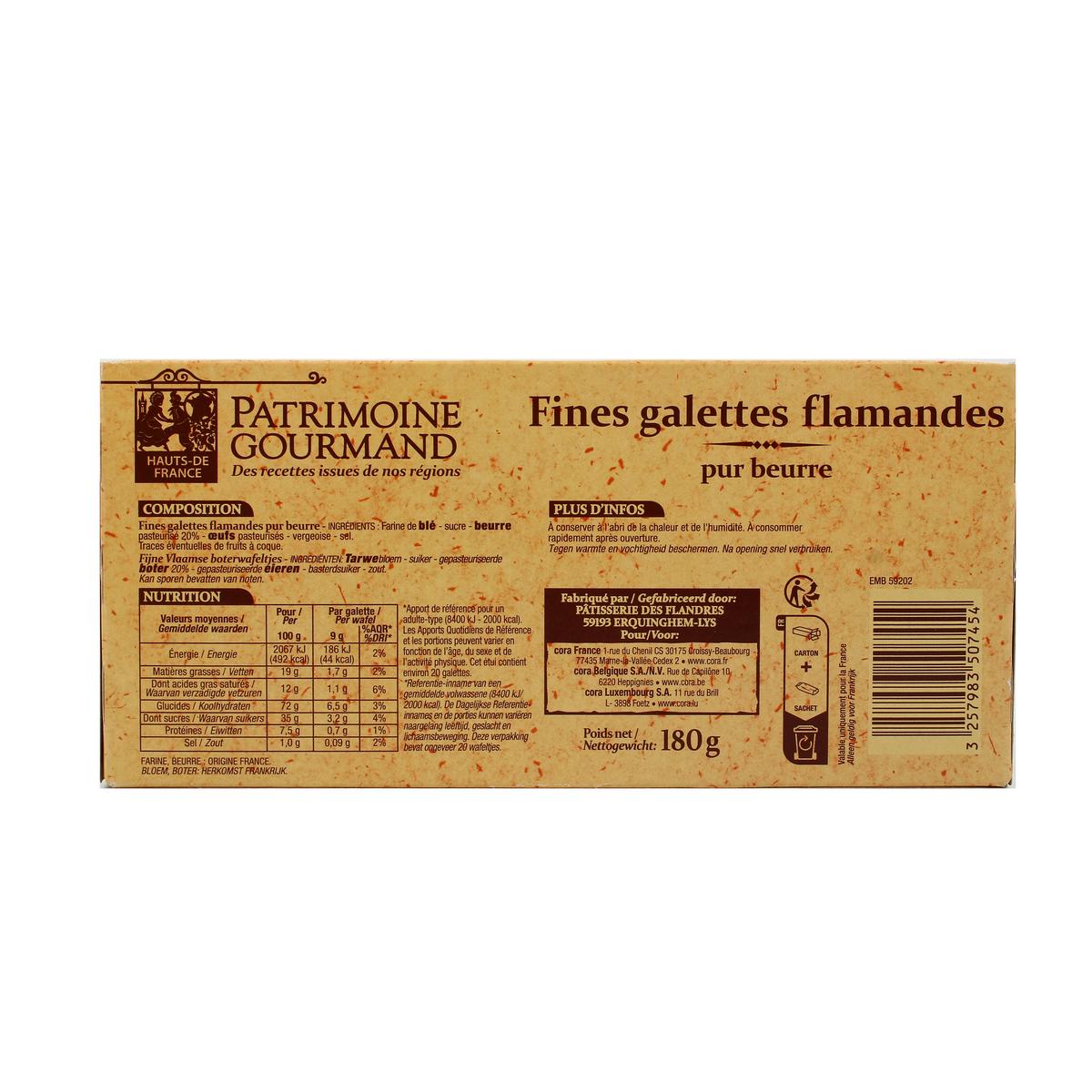 Acheter Patrimoine Gourmand Fines galettes flamandes pur beurre, 180g