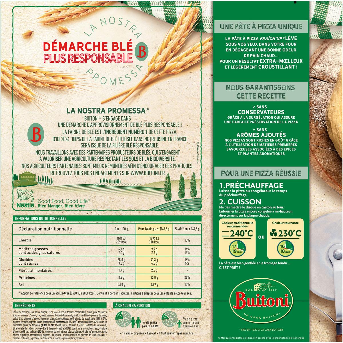 7613035768154 - Buitoni Fraich up - Pizza Italian Burger So Tasty- Boeuf, mozza, tomates cerises et sauce burger
