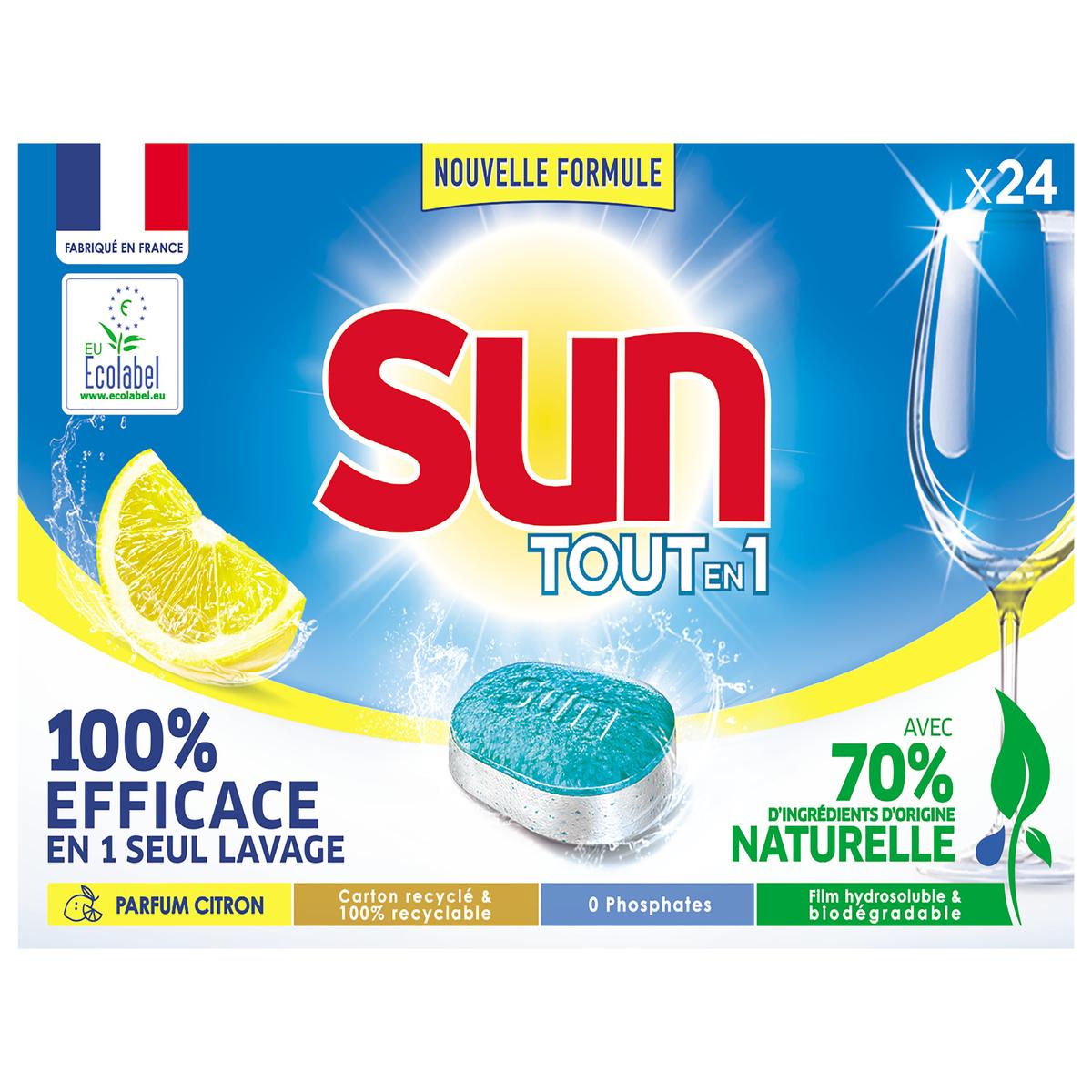  Sun  Tablettes Lave vaisselle  Tout en un Citron Ecolabel 