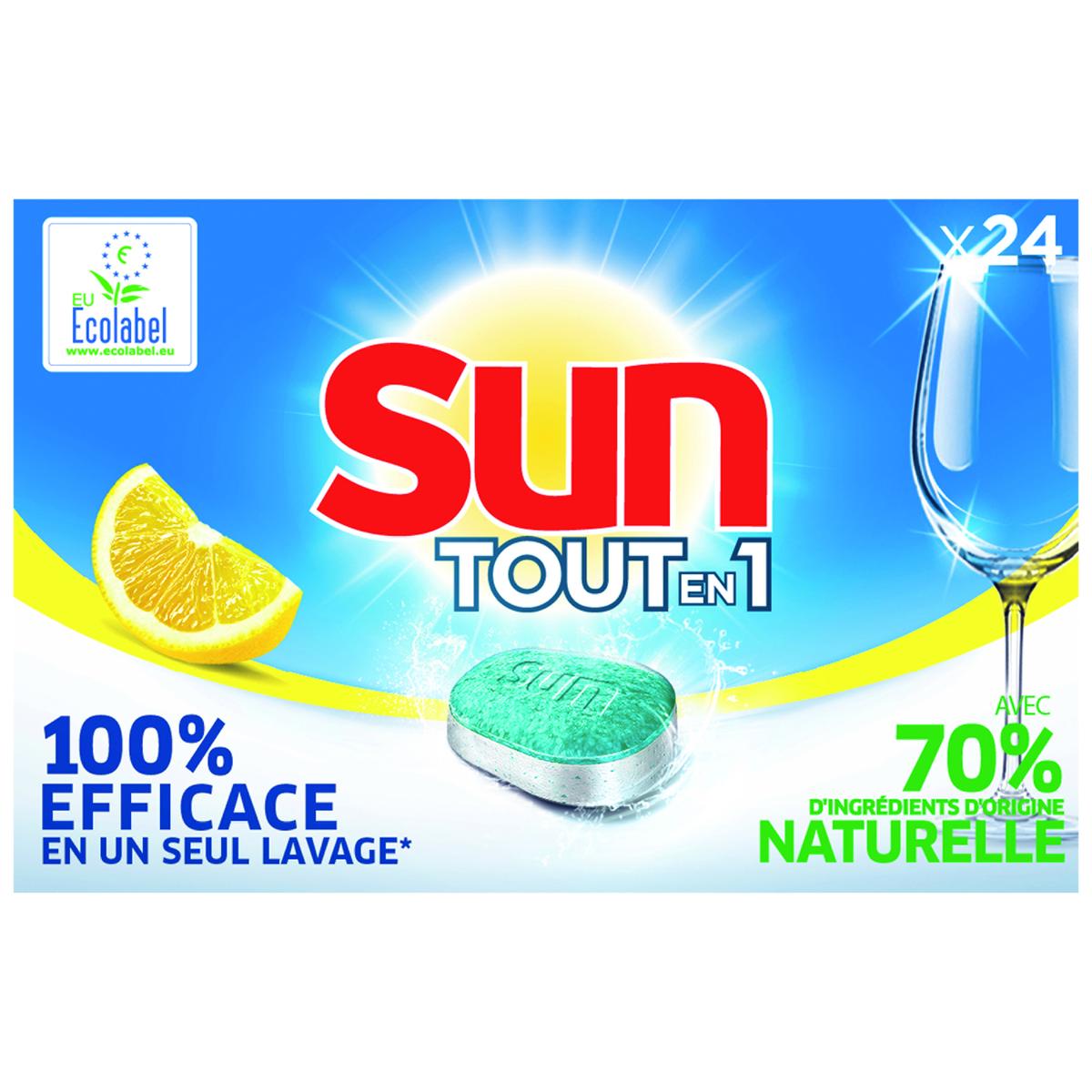 SUN Tablettes lave-vaisselle tout en 1 citron Ecolabel 48
