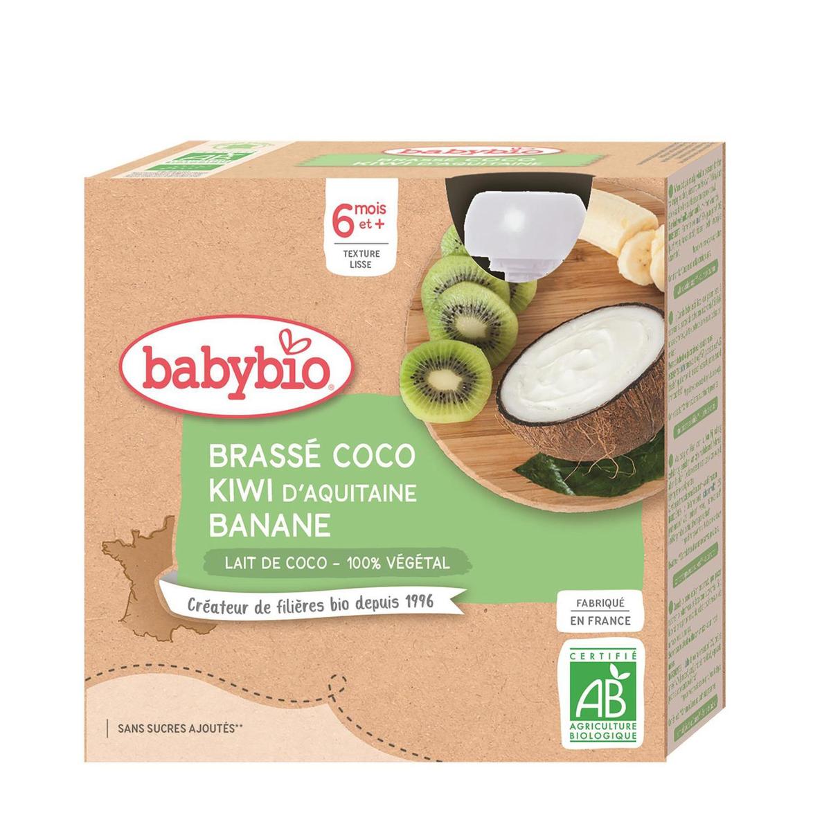 3288131540955 - Babybio - Brassé Végétal Lait de Coco, Kiwi, Banane Bio Gourde Bébé Dès 6 mois
