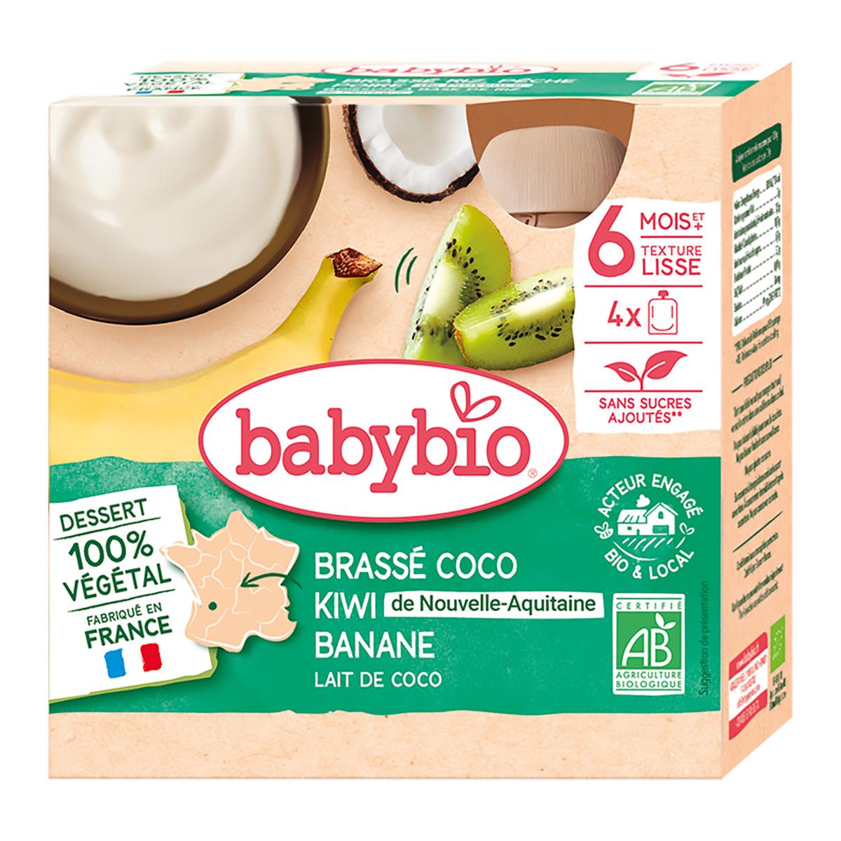 3288131540955 - Babybio - Brassé Végétal Lait de Coco, Kiwi, Banane Bio Gourde Bébé Dès 6 mois