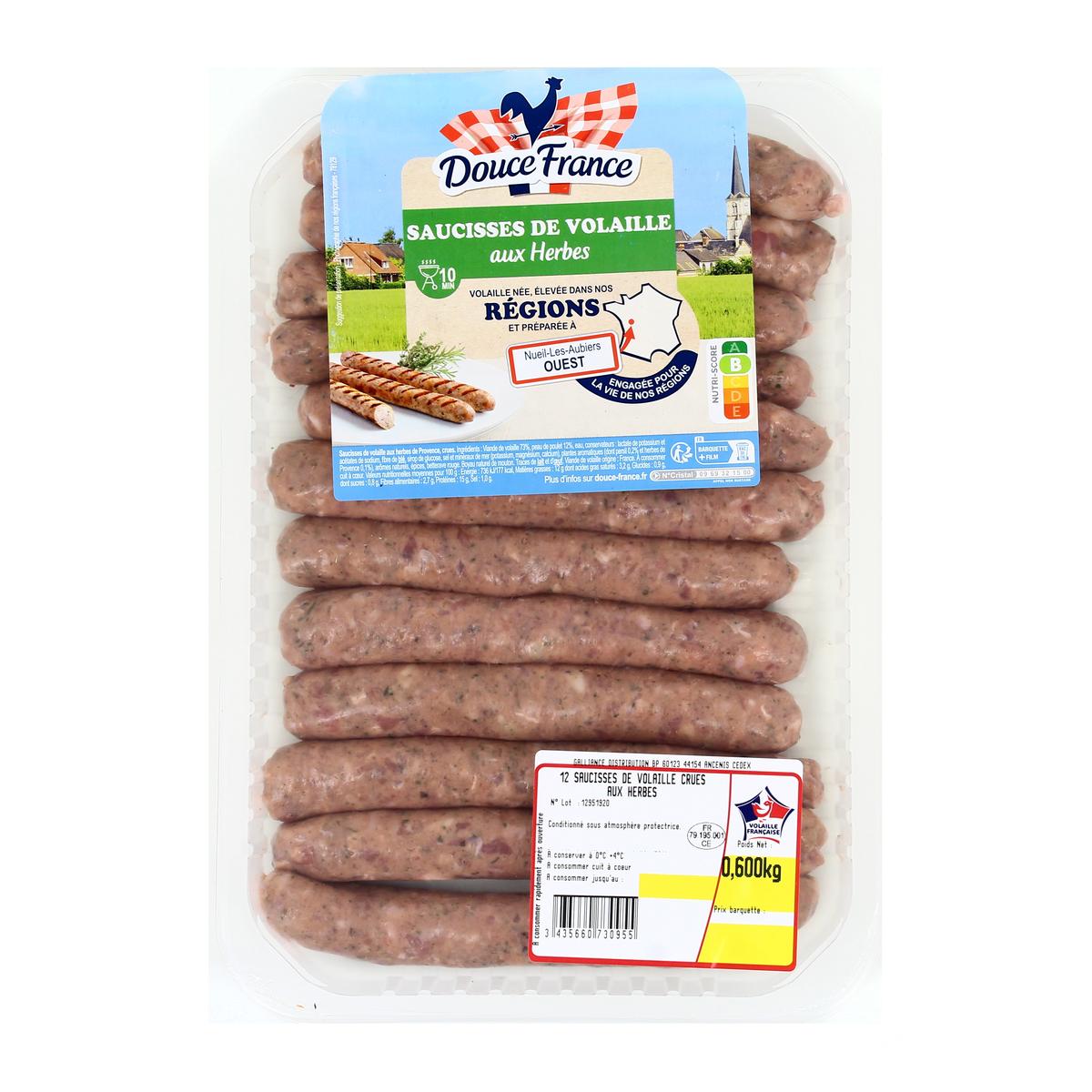 3435660730955 - Douce France - Saucisses de Volaille aux Herbes