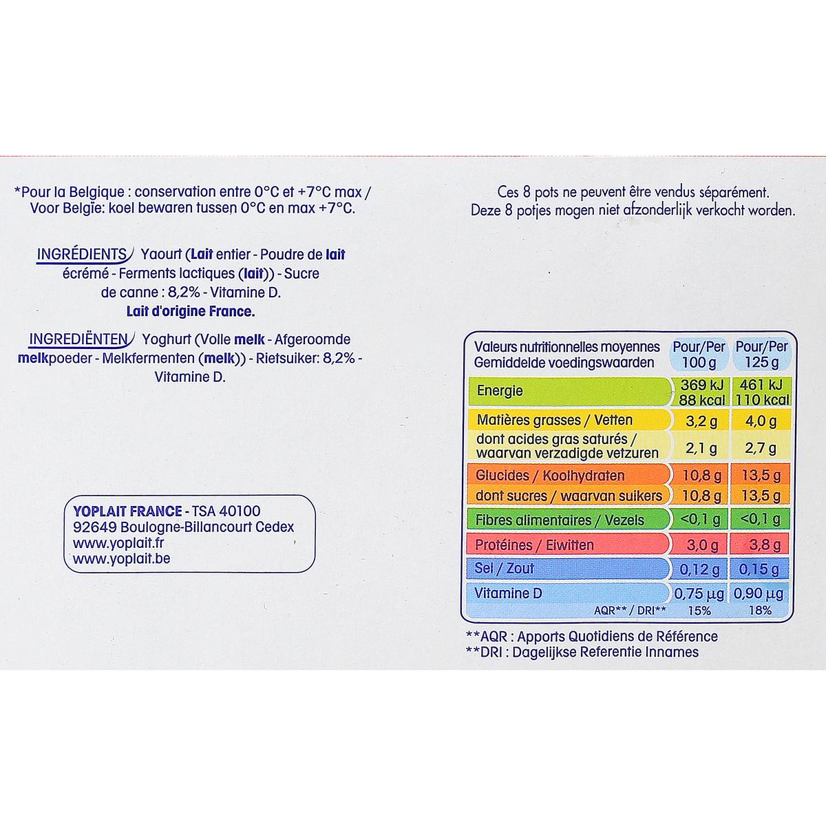 3329770052055 - Yoplait - Yaourt Nature au sucre de canne