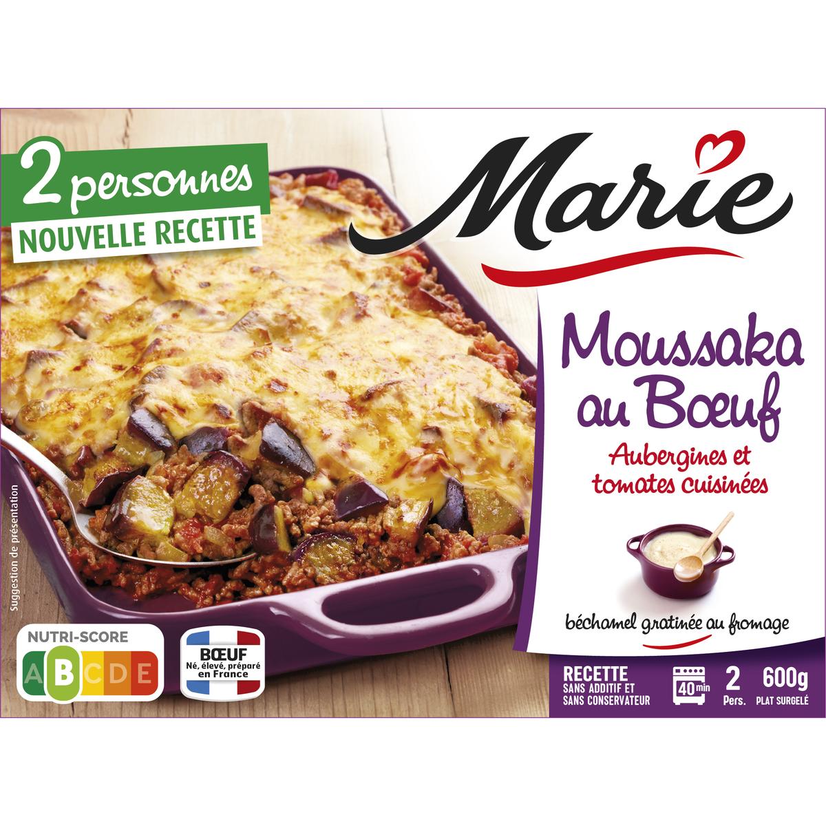 Marie Moussaka Au Boeuf Aubergines Et Tomates Cuisinees Avec De La Bechamel Gratinee Au Fromage