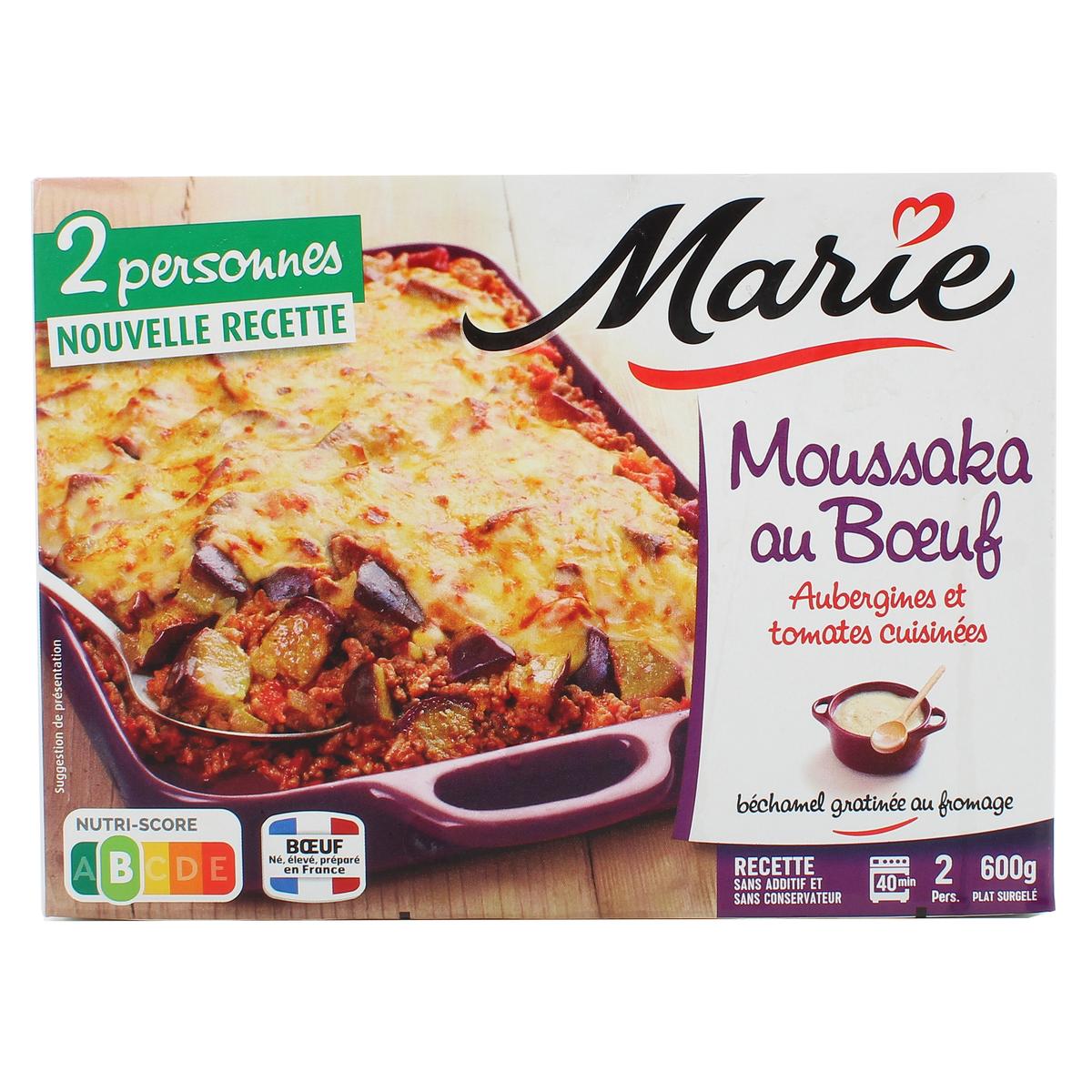 Marie Moussaka Au Boeuf Aubergines Et Tomates Cuisinees Avec De La Bechamel Gratinee Au Fromage