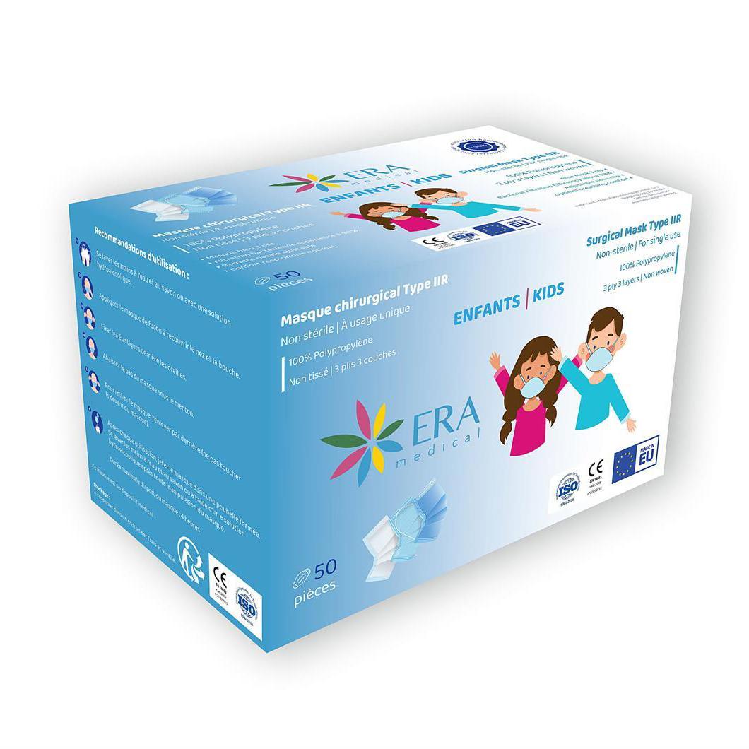 Boîte de 50 Masques Chirurgicaux Enfants - Jetables - 3 plis