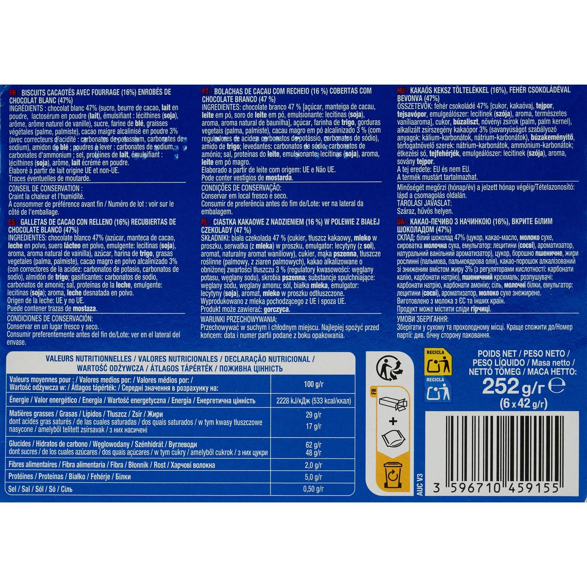 3596710459155 - Auchan - Cream Loop Biscuits fourrés enrobés de chocolat blanc
