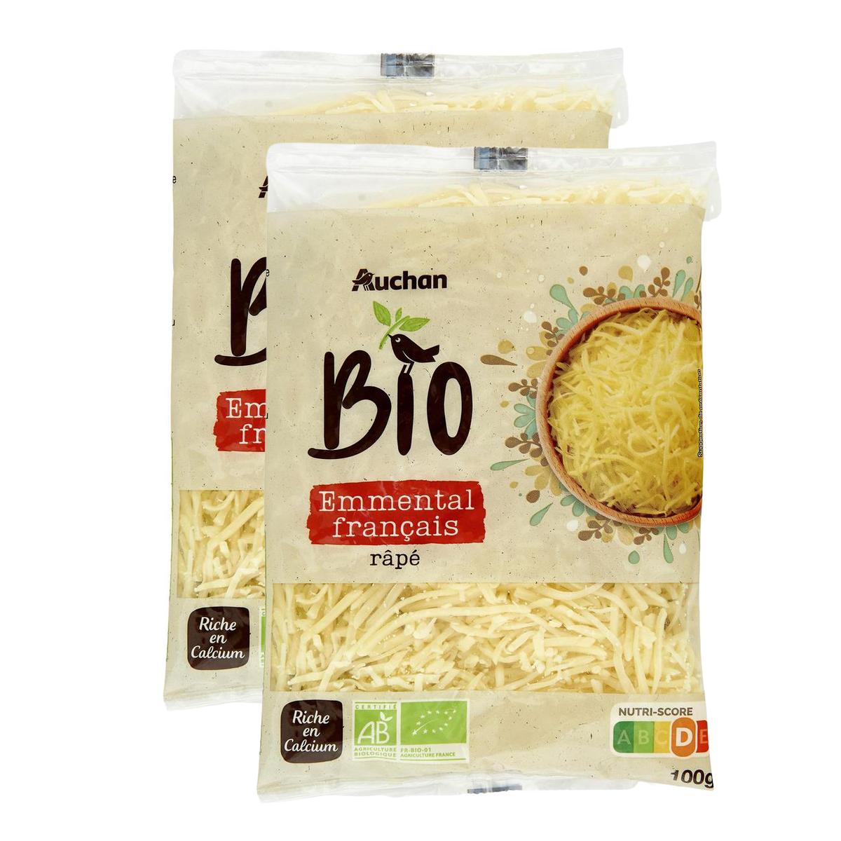 2050000410956 - Auchan BIO - Emmental râpé français au lait pasteurisé bio