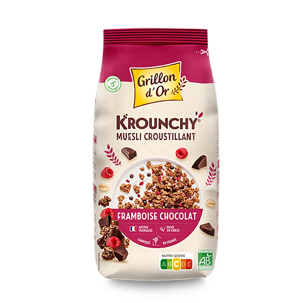 3421557923456 - Grillon Or - Krounchy Muesli Croustillant Framboise Chocolat Bio
