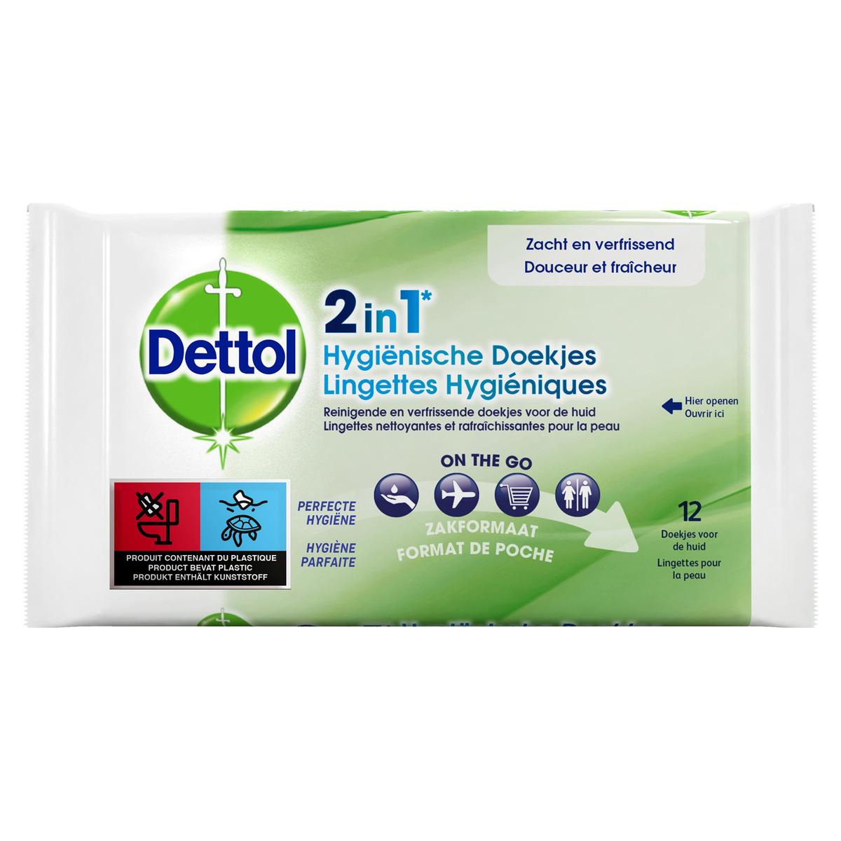 5410036303856 - Dettol - Lingettes Hygiéniques Désinfectantes 2en1 Surfaces et Mains Format Nomade