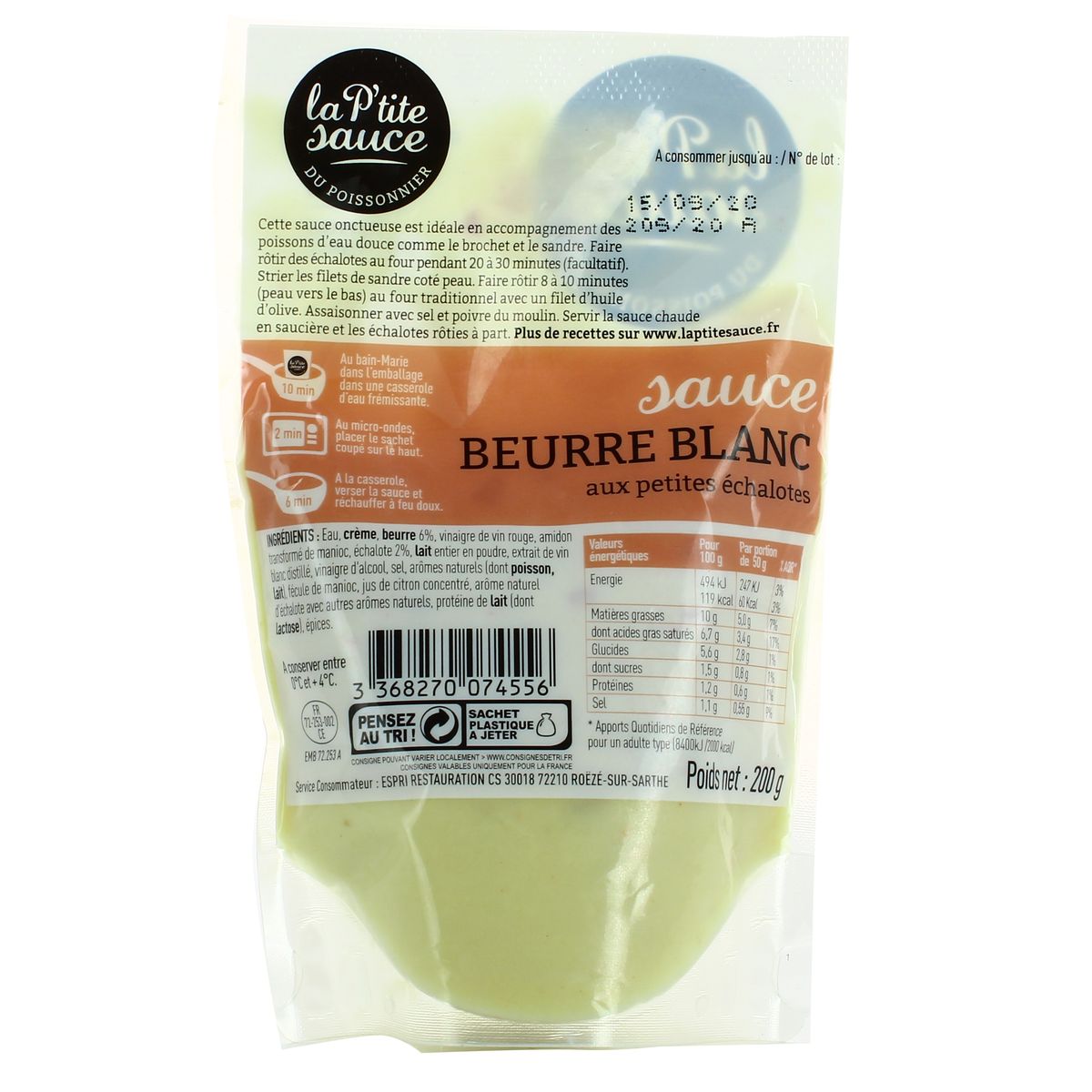 3368270074556 - La p'tite  sauce du poissonier - Sauce au Beurre Blanc