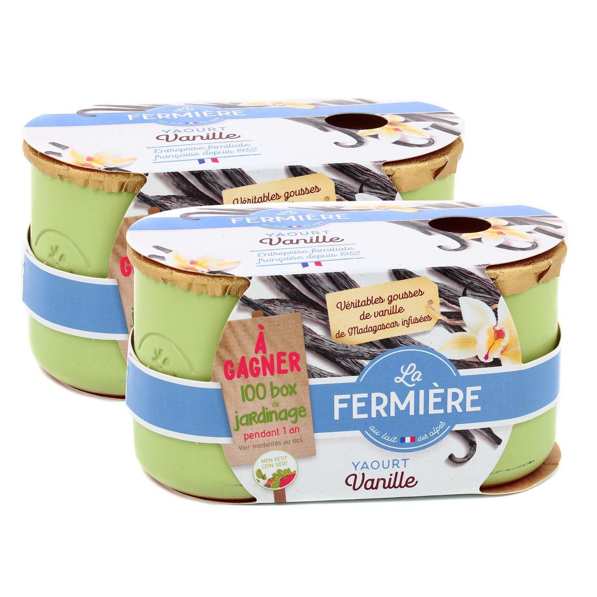 Promotion La Fermière Yaourt Vanille pot en grès, Lot de 2 packs de 2x140g