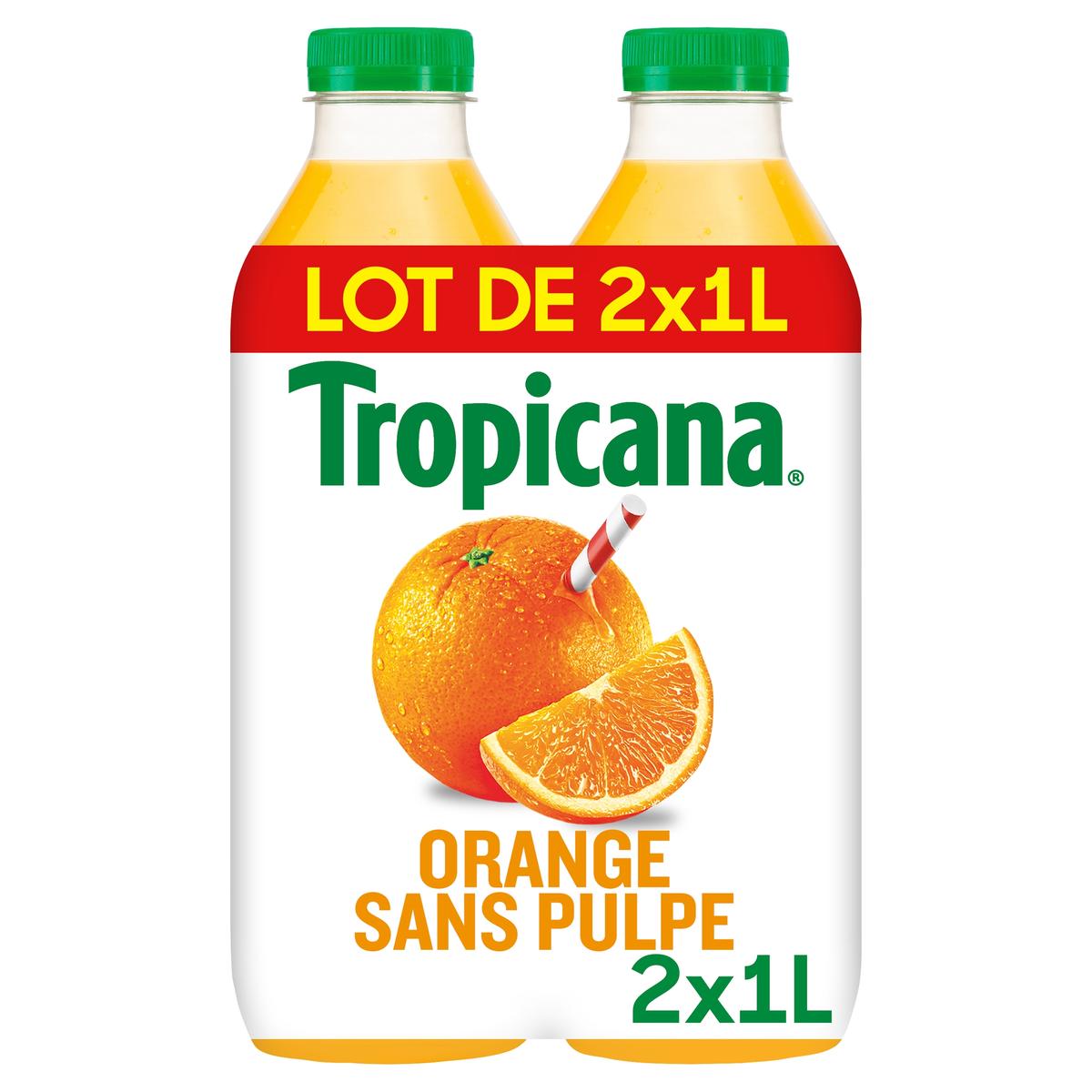 Livraison à domicile Tropicana Pur jus d'orange sans pulpe, 2x1L