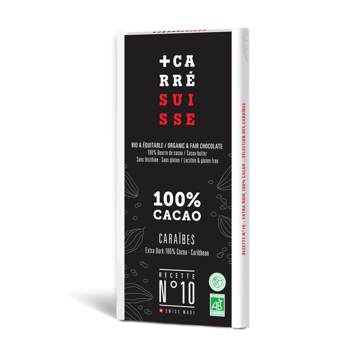 3760231780757 - Carré Suisse - Chocolat extra noir bio Caraïbes 100%