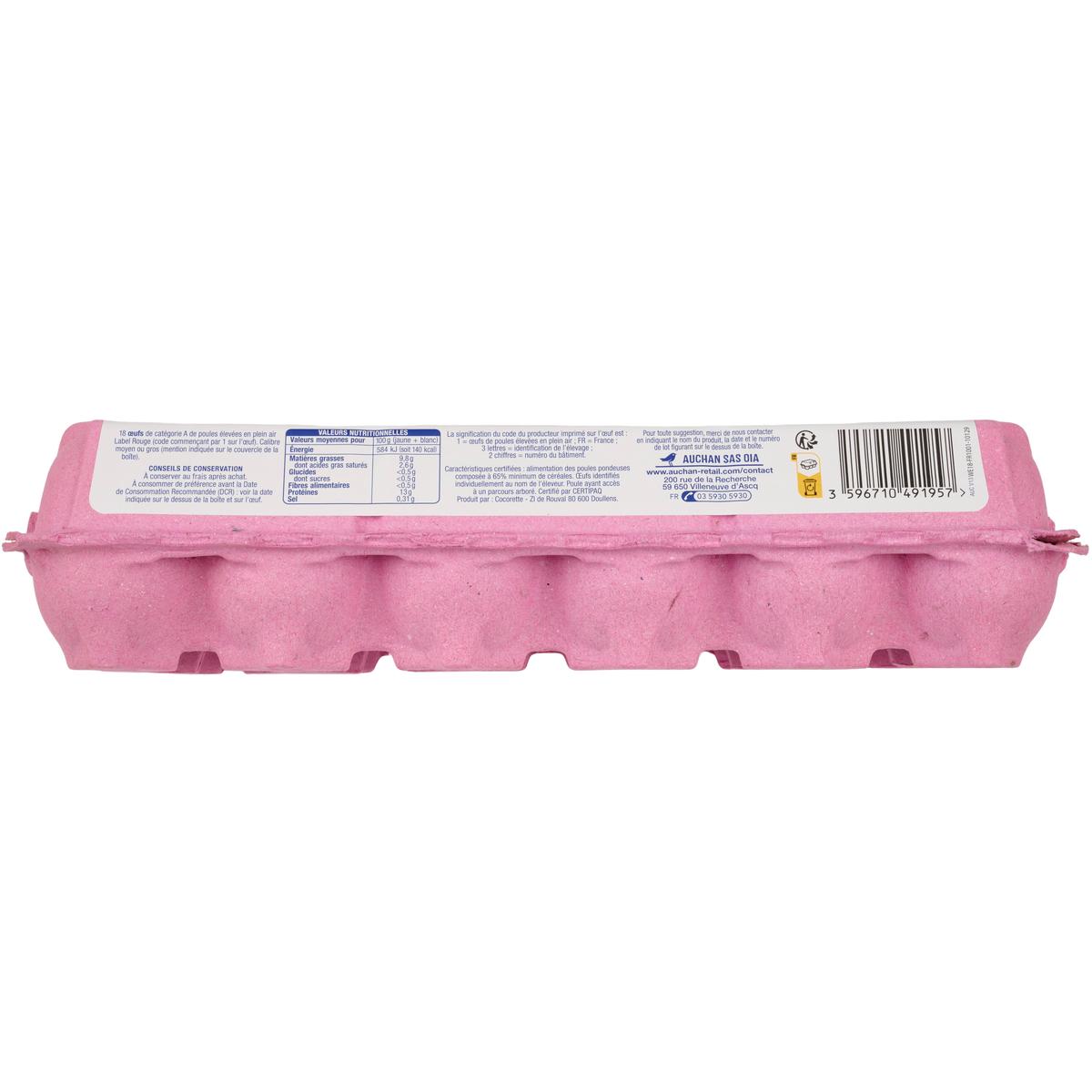 3596710491957 - Auchan - Oeufs de poules élevées en plein air Label Rouge