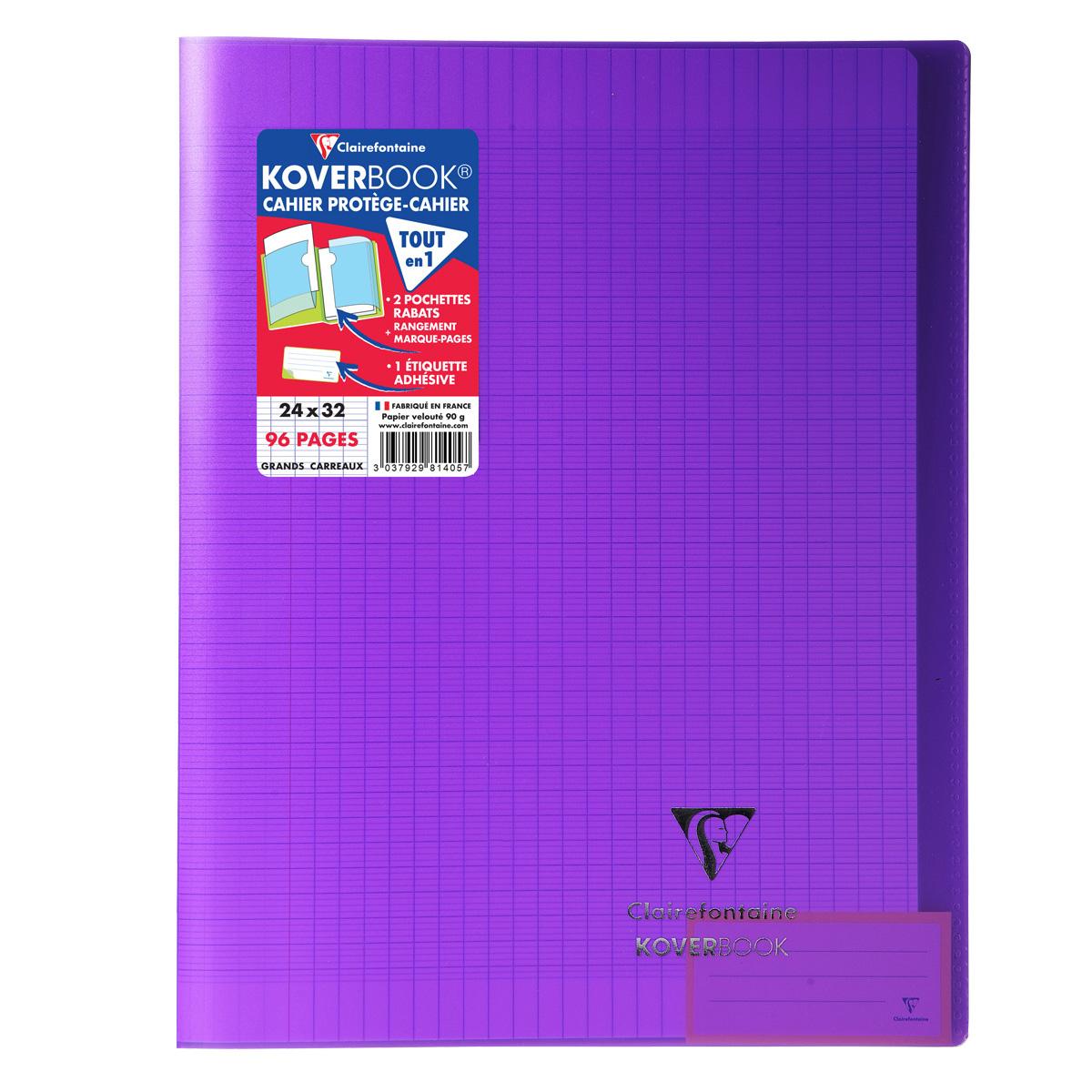Clairefontaine Cahier Kover Book 24 x 32 cm grands carreaux violet