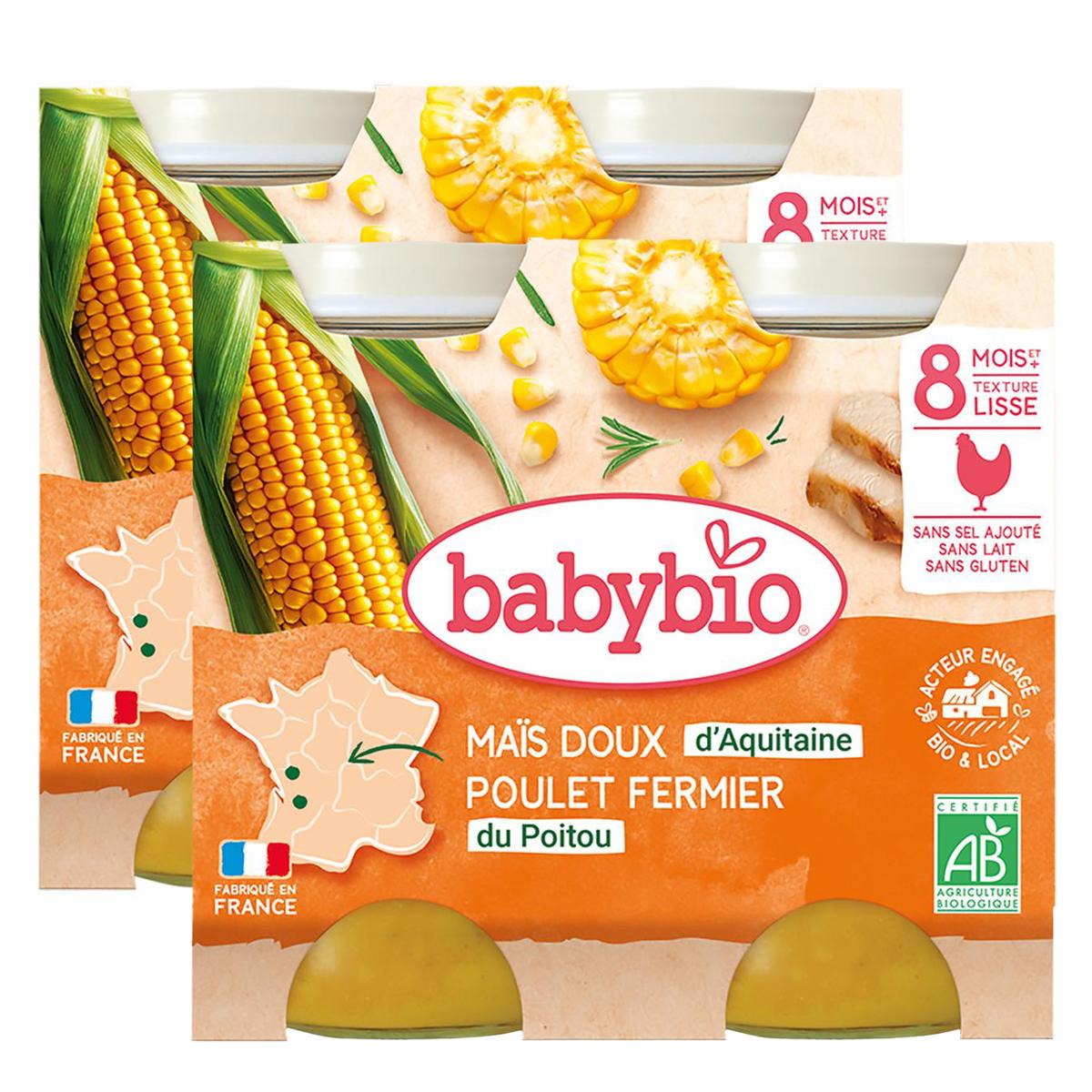 2050000394157 - Babybio - Maïs doux, Poulet fermier du Poitou Bio Pots Bébé Dès 8 mois