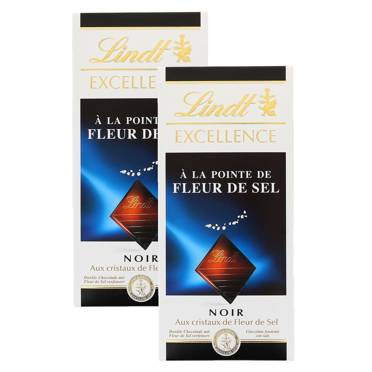 Promotion Lindt Chocolat Excellence noir fleur de sel, Lot de 2x100g