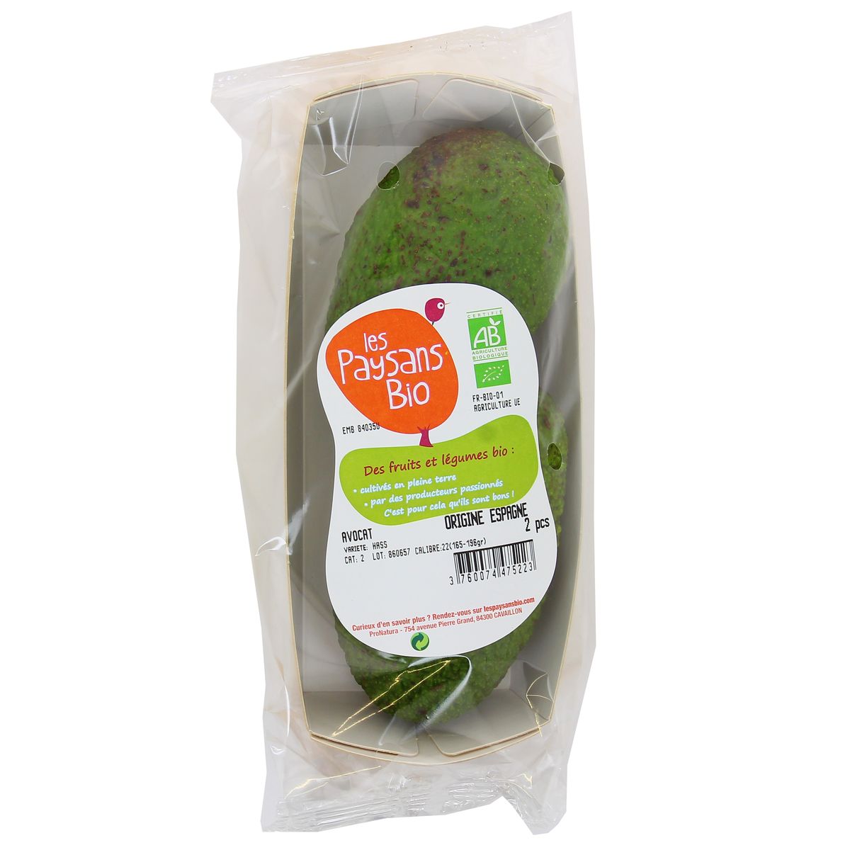 3760074476657 - Les Paysans Bio - Avocat bio