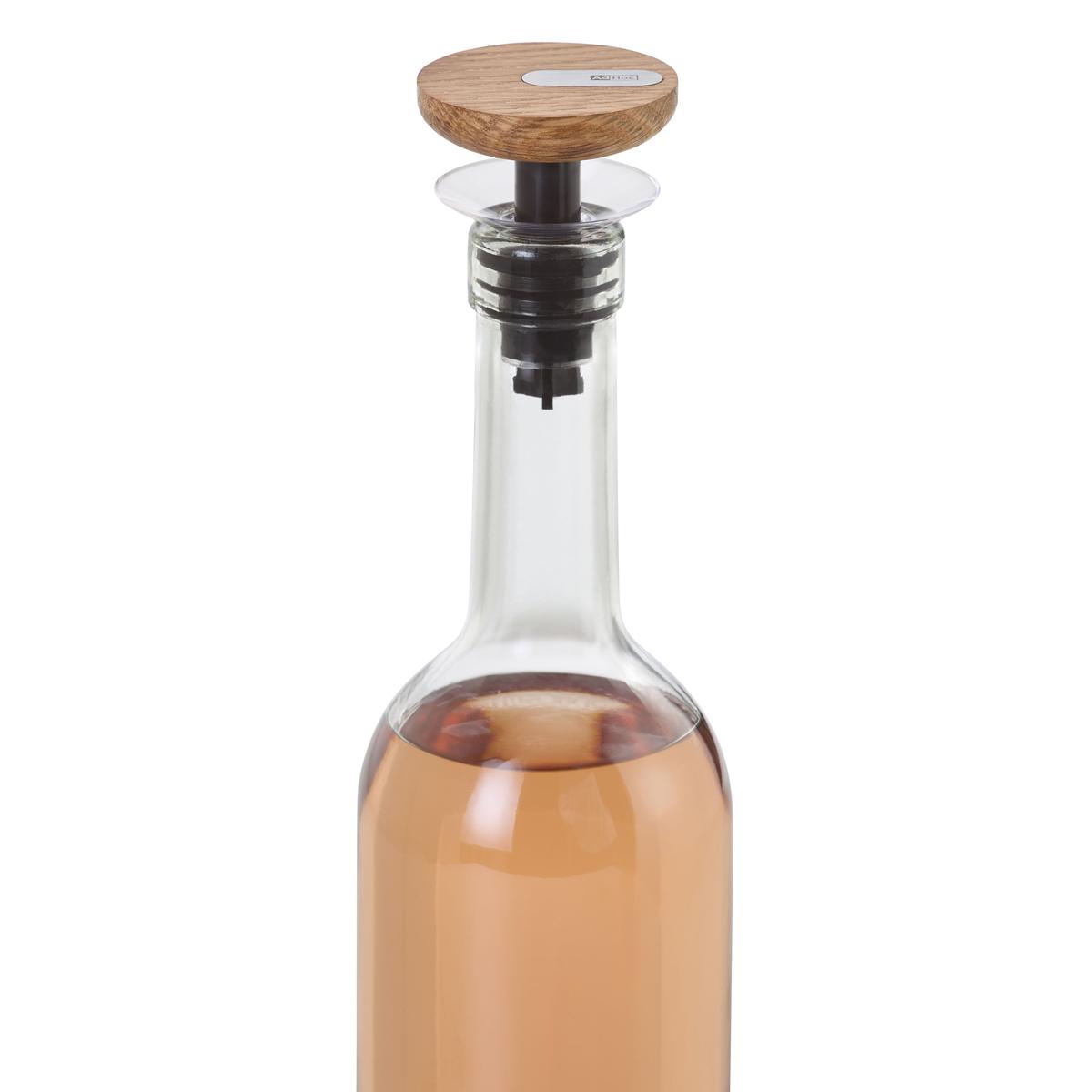 4037571396757 - Adhoc - Pompe de mise sous-vide en chêne et inox pour bouteille de vin