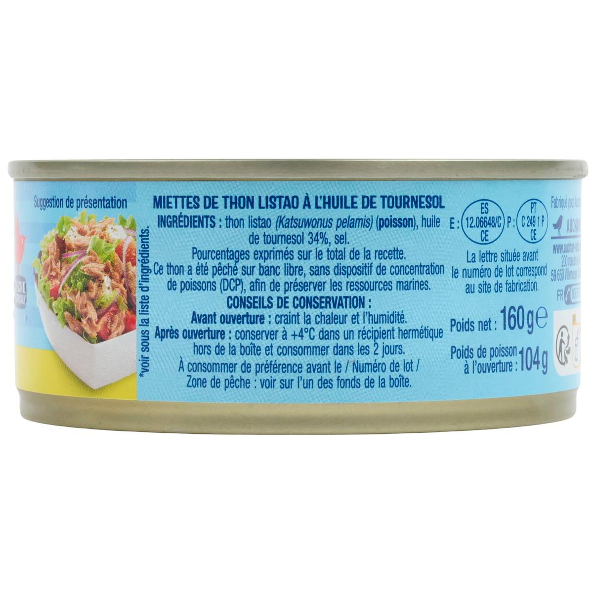 3596710437757 - Auchan - Miettes de thon à l'huile de tournesol