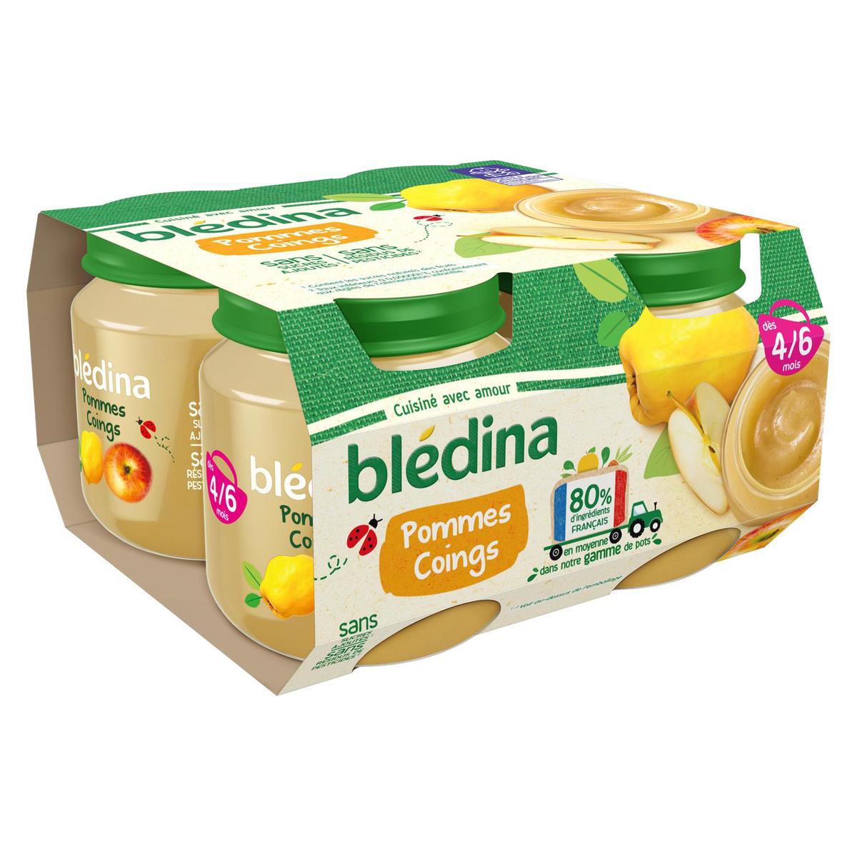 Coupelles 100% fruits pommes, mangues, passion - dès 8 mois, Blédina (4 x  100 g)