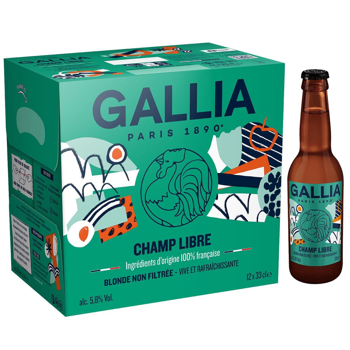 3700693901758 - Gallia - Bière Blonde Non Filtrée Champ Libre 5,8% 