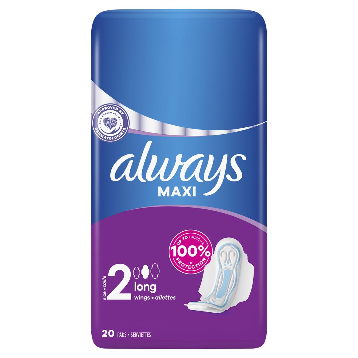 8006540452158 - Always - Serviettes Hygiéniques avec Ailettes Long Taille 2 Maxi