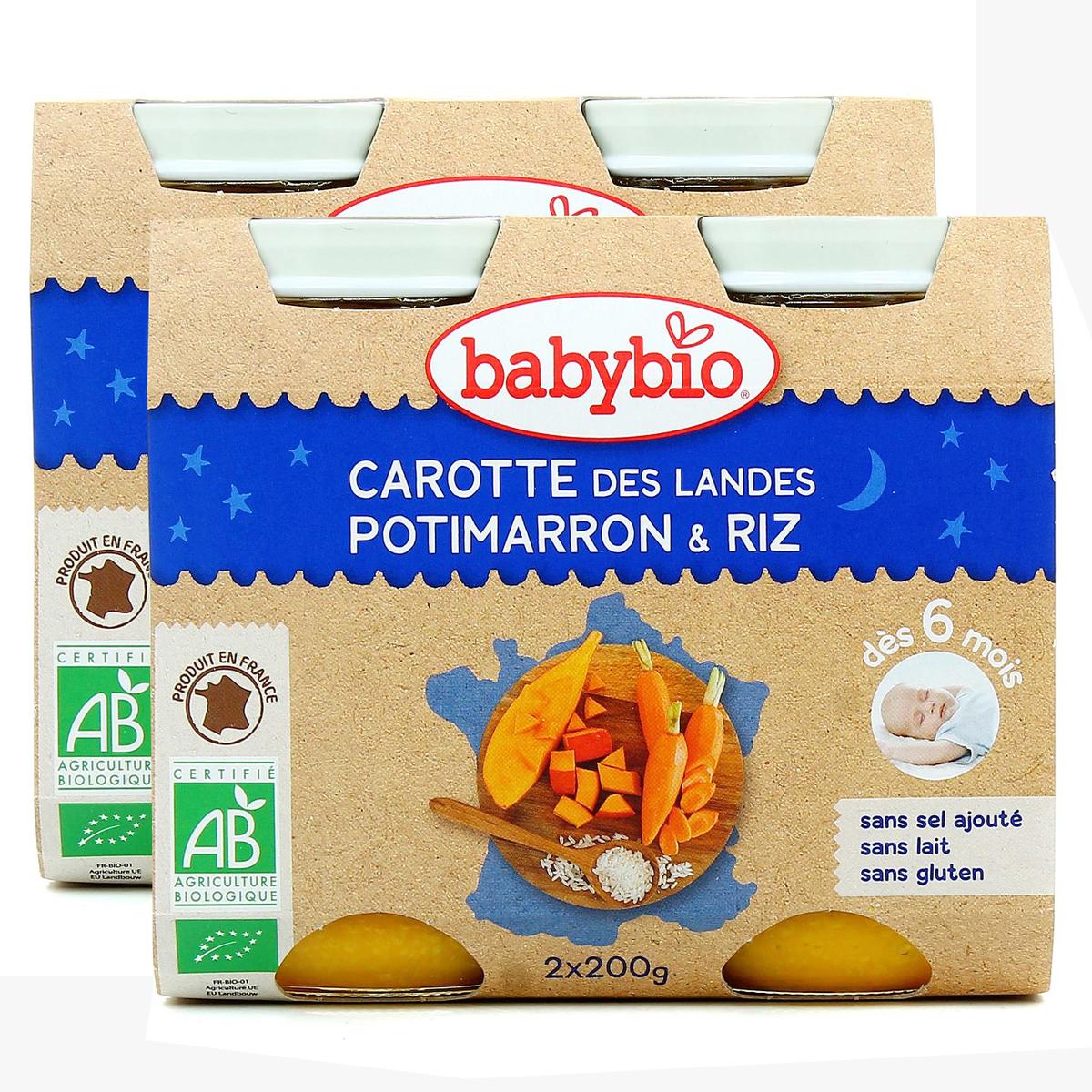 2050000312458 - Babybio - Carottes des Landes Potimarron Riz Bio Pots Bébé dès 6 mois