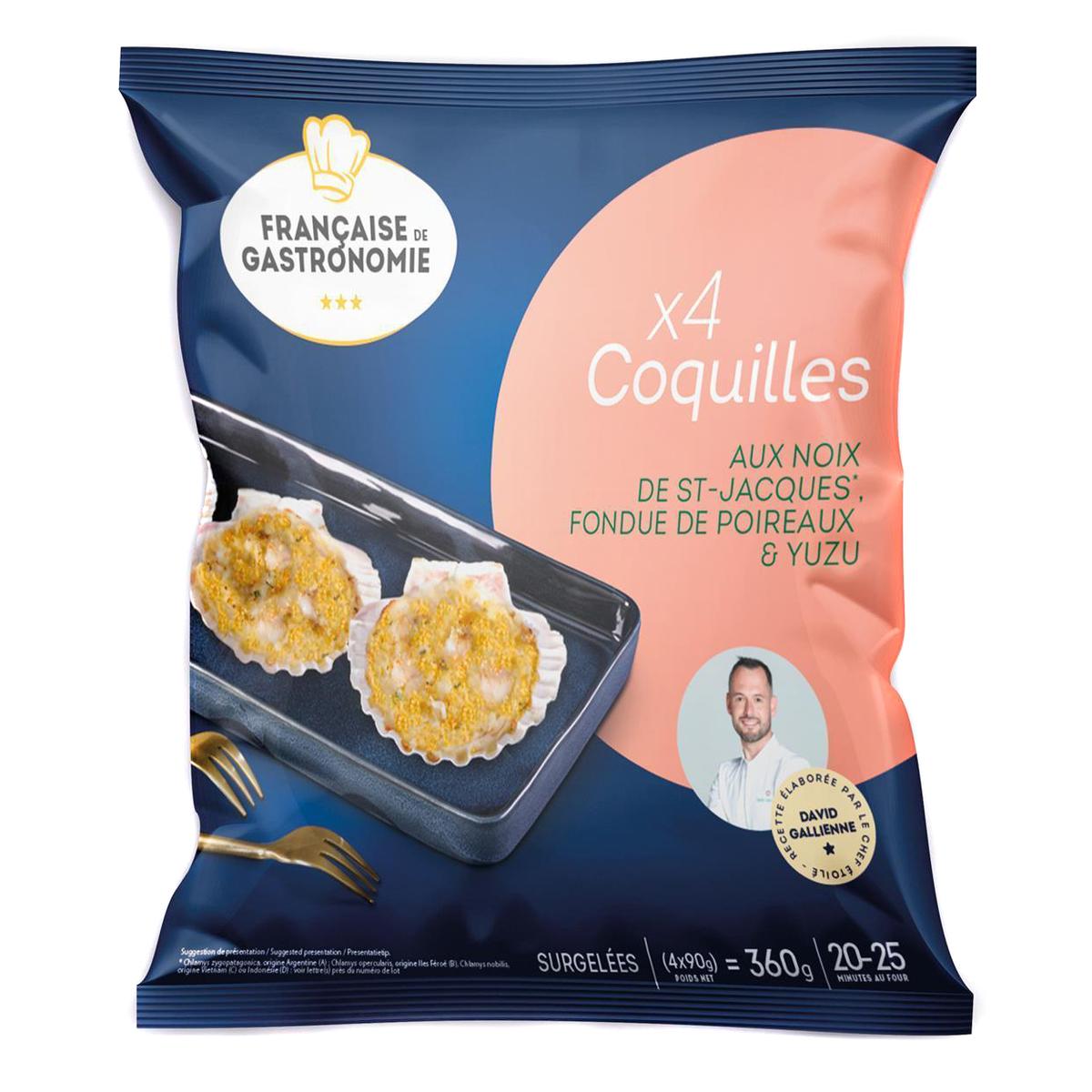 3576280132658 - Française de Gastronomie - 4 Coquilles aux Noix de St Jacques, Fondue de Poireaux et Yuzu