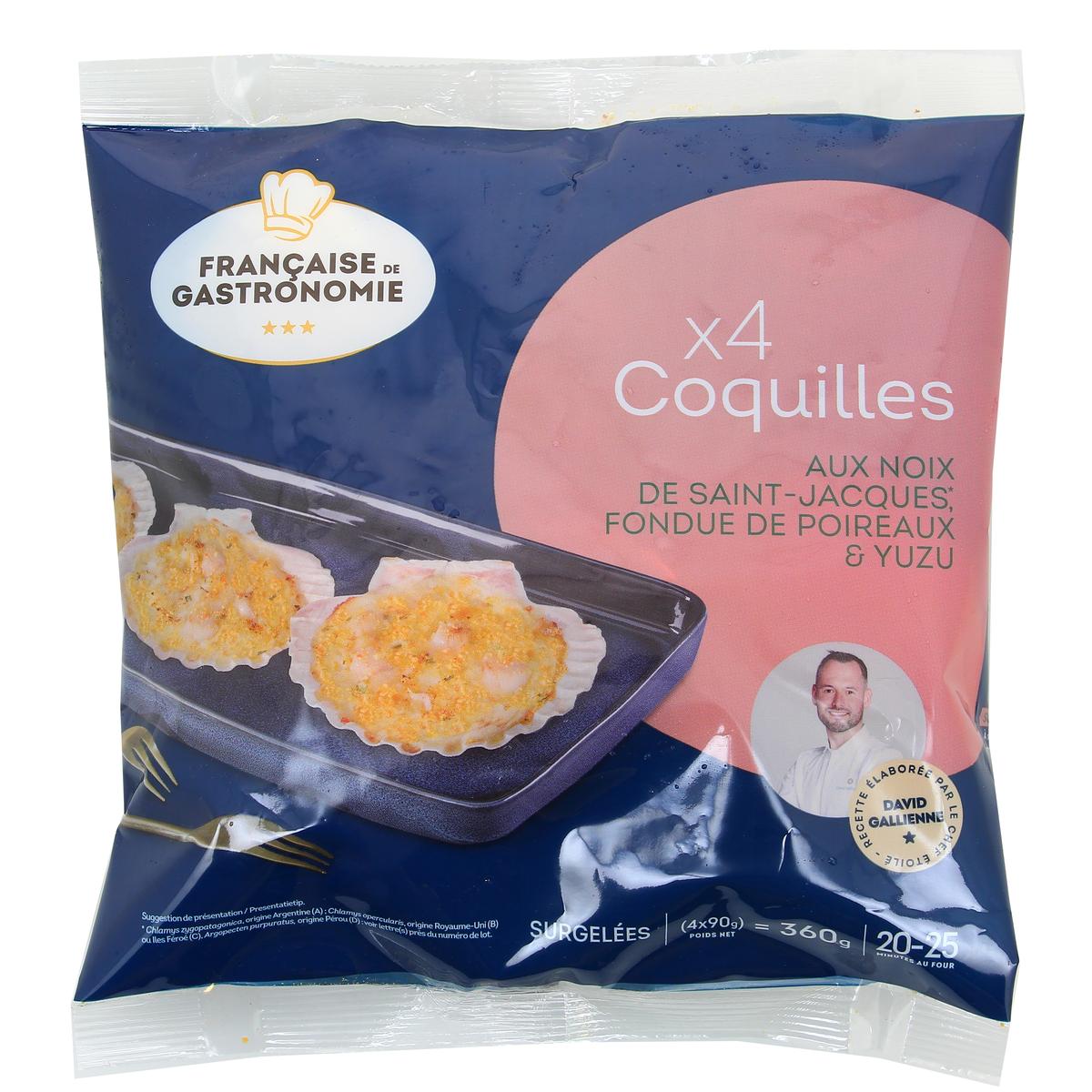 3576280132658 - Française de Gastronomie - 4 Coquilles aux Noix de St Jacques, Fondue de Poireaux et Yuzu