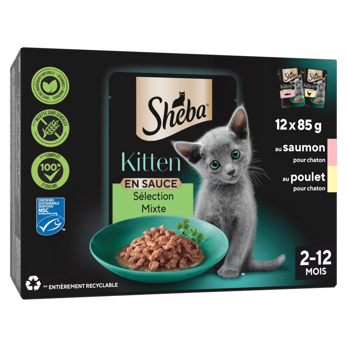 4770608264758 - Sheba - Sachets Mixte en sauce 2 recettes Saumon MSC et Volaille pour Chaton